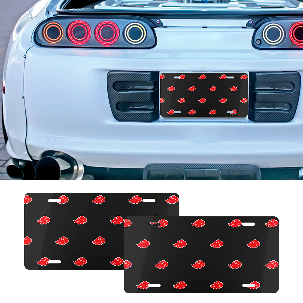 Brand New Universal 2PCS JDM ANIME NARUTO AKATSUKI CLOUD Metal Aluminum License Plate