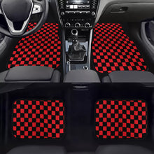 Load image into Gallery viewer, Brand New 4PCS UNIVERSAL CHECKERED Red Racing Fabric Car Floor Mats Interior Carpets