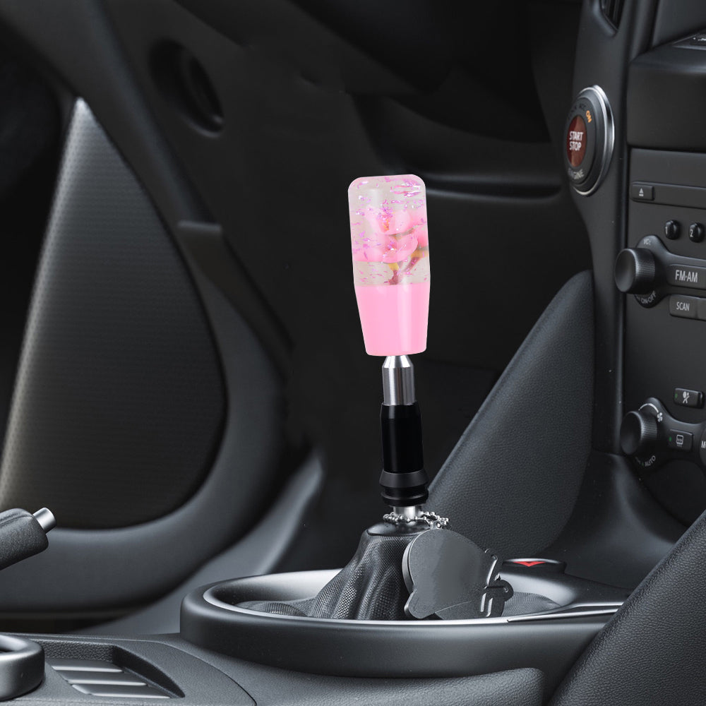 Brand New Glitter Pink Rose Flower Stick Shift Knob Automatic Gear Shifter