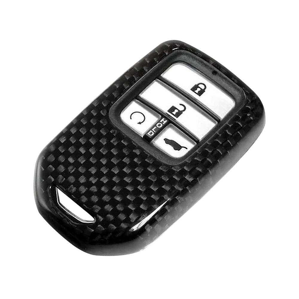 Brand New Mugen Black Real Carbon Fiber Key Fob Case Cover Shell Smart Keychain For 2016+ Honda Civic / Accord