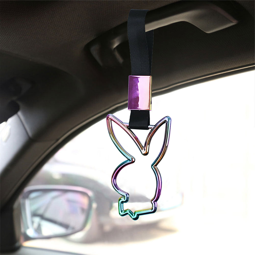 Brand New Playboy Bunny Shaped Handle Black JDM TSURIKAWA Ring Subway Train Bus Black Handle Strap Charm Drift