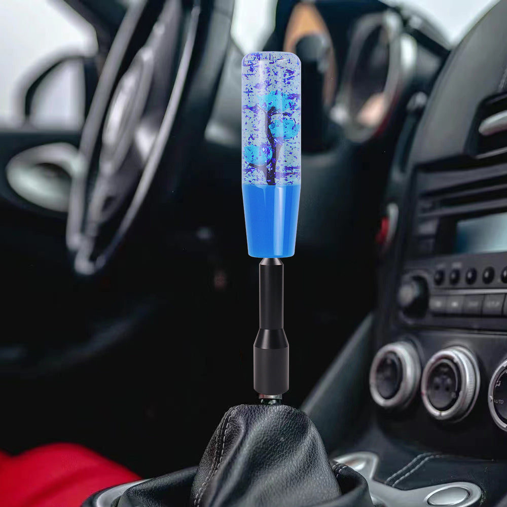 Brand New JDM Glitter Blue Rose Flowers Manuel Gear Stick Shift Knob M8 M10 M12 & Black Shifter Extender Extension