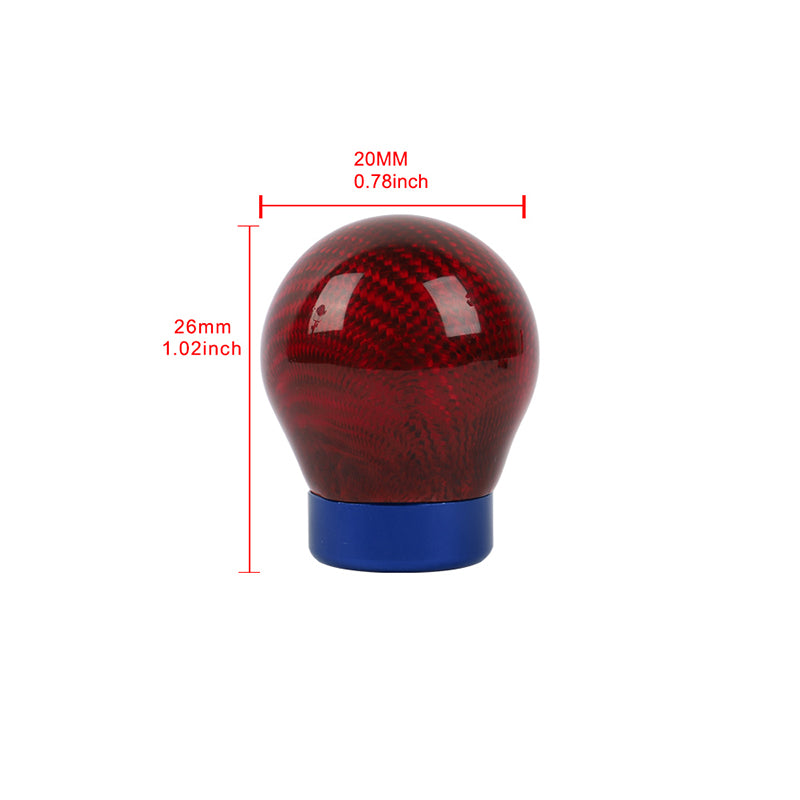 Brand New Universal Real Carbon Fiber Red Round Ball Manual Car Racing Gear Shift Knob Shifter M12 M10 M8