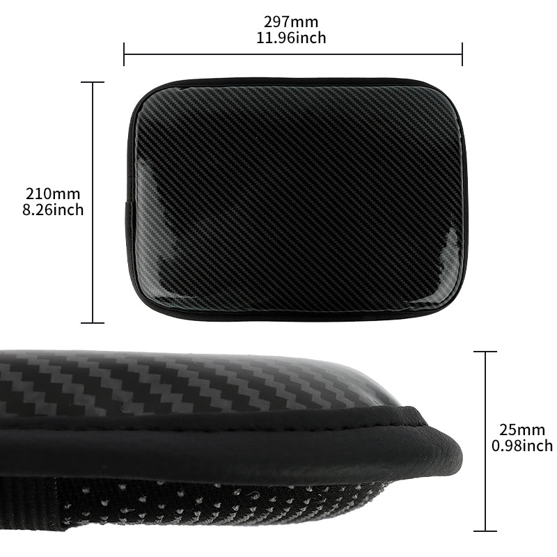 BRAND NEW UNIVERSAL CARBON FIBER BLACK Car Center Console Armrest Cushion Mat Pad Cover