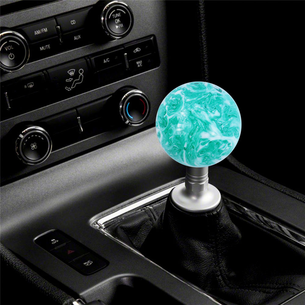 Brand New Universal Mix Pearl White/Teal Round Ball Shift Knob Car Gear MT Manual Shifter M8 M10 M12