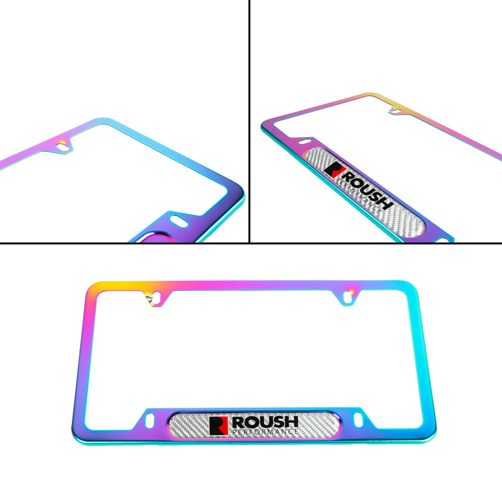 Brand New Universal 1PCS Roush Performance Neo Chrome Metal License Plate Frame