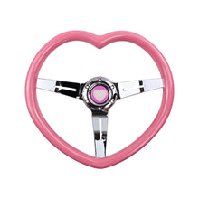 Load image into Gallery viewer, Brand New Universal Pink Heart Shape Car Horn Button Black Steering Wheel Center Cap