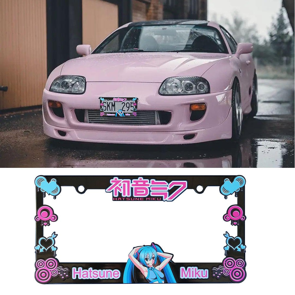 Brand New Universal 1PCS Anime Hatsune Miku ABS Plastic Black License Plate Frame