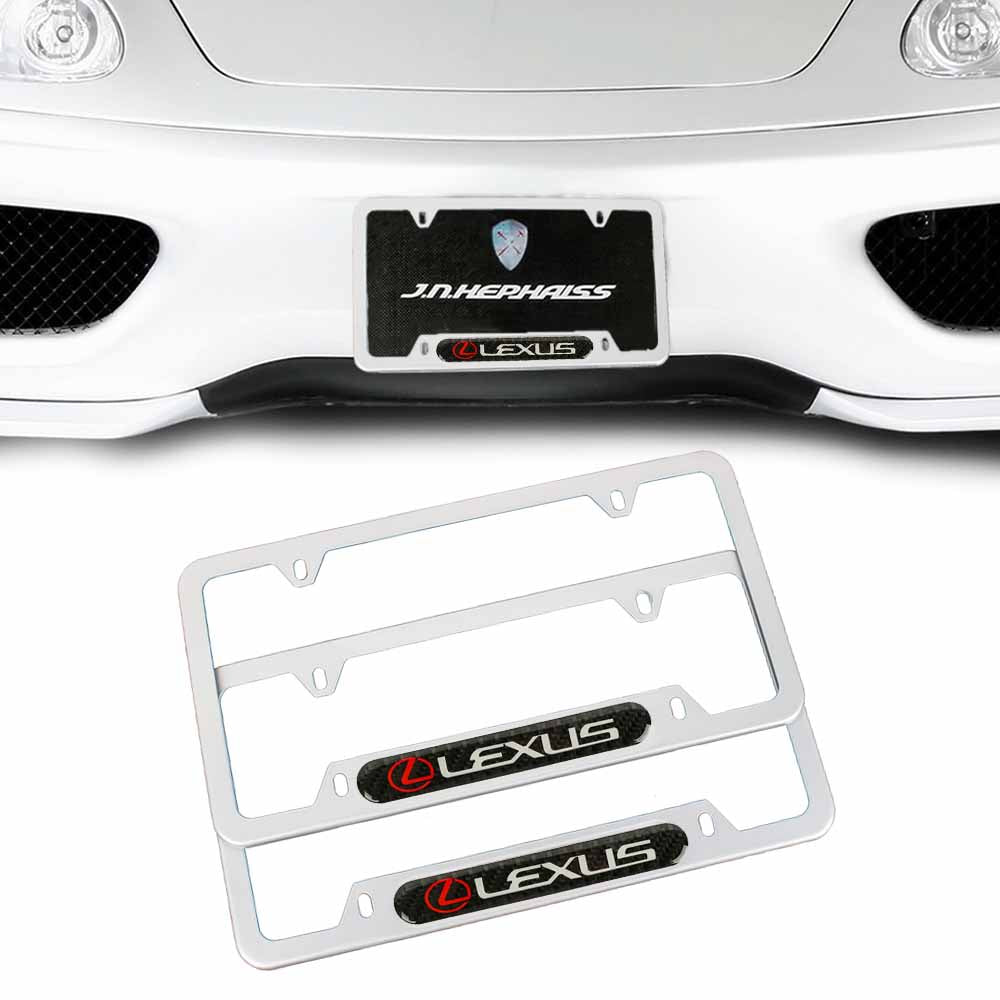 Brand New Universal 2PCS LEXUS Silver Metal License Plate Frame