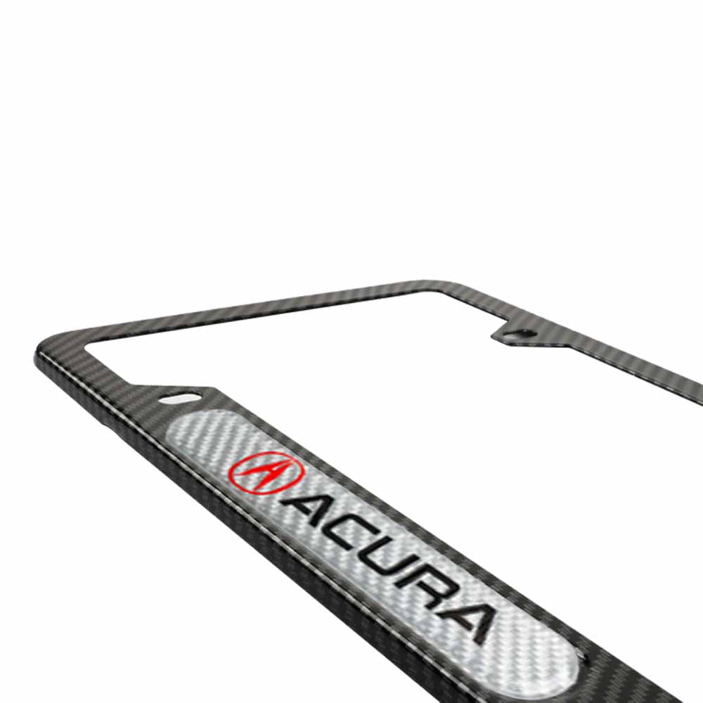 Brand New Universal 2PCS Acura Carbon Fiber Look Metal License Plate Frame