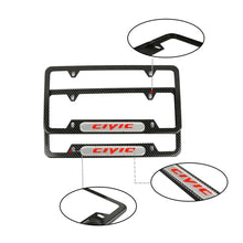 Load image into Gallery viewer, Brand New Universal 2PCS CIVIC Carbon Fiber Look Metal License Plate Frame