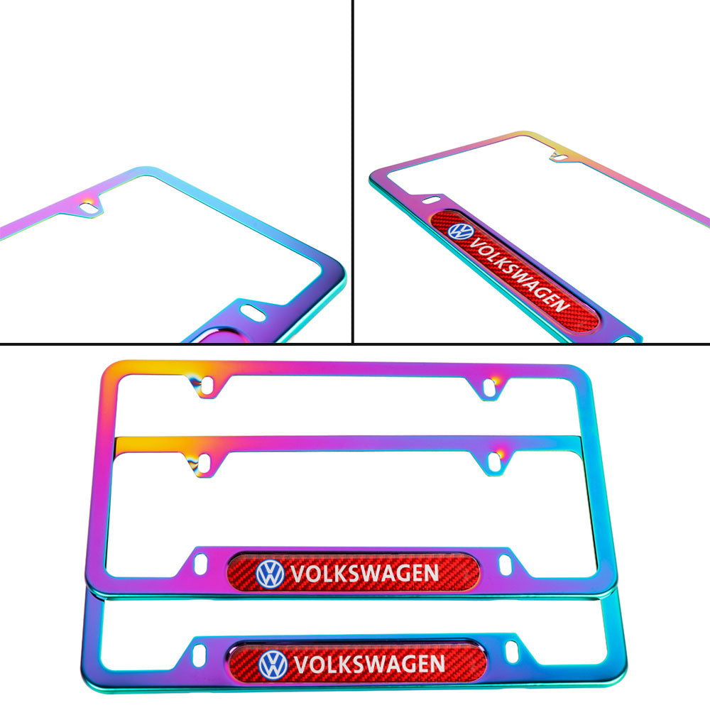 Brand New Universal 2PCS VOLKSWAGEN Neo Chrome Metal License Plate Frame