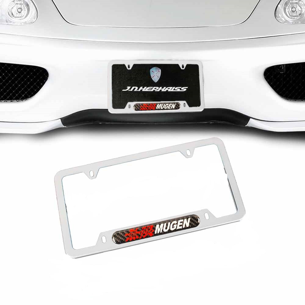 Brand New Universal 1PCS MUGEN Silver Metal License Plate Frame