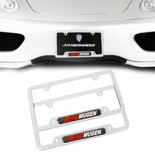 Load image into Gallery viewer, Brand New Universal 2PCS MUGEN Silver Metal License Plate Frame