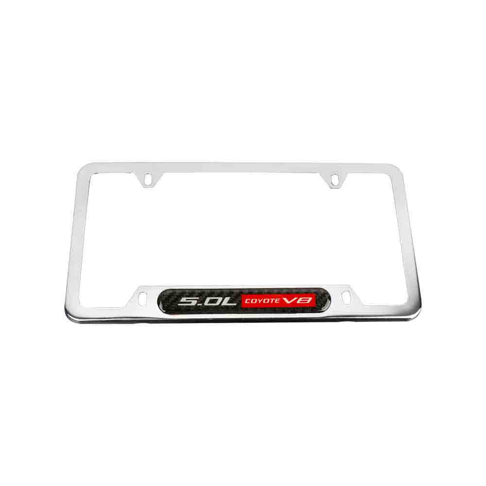 Brand New Universal 2PCS 5.0L COYOTE V8 Chrome Metal License Plate Frame