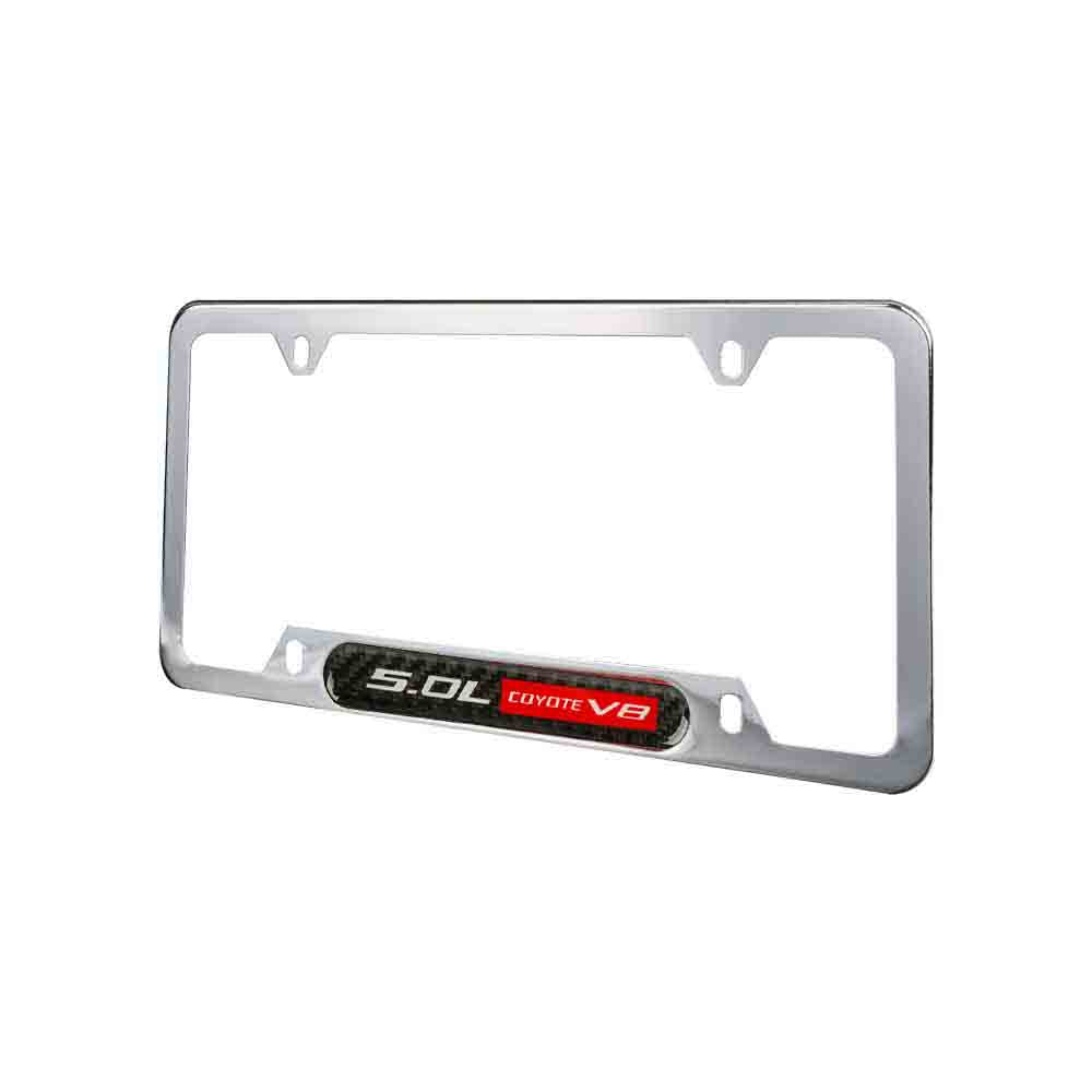 Brand New Universal 2PCS 5.0L COYOTE V8 Chrome Metal License Plate Frame