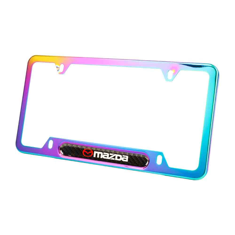 Brand New Universal 2PCS MAZDA Neo Chrome Metal License Plate Frame