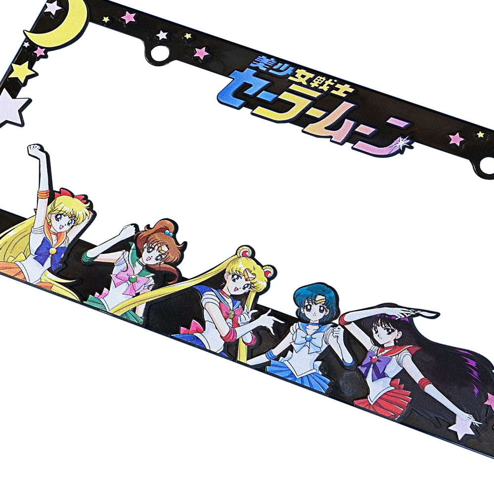 Brand New Universal 2PCS Anime Sailor Moon ABS Plastic Black License Plate Frame