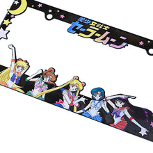 Load image into Gallery viewer, Brand New Universal 2PCS Anime Sailor Moon ABS Plastic Black License Plate Frame