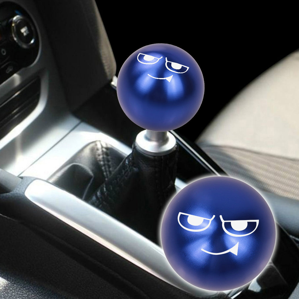 BRAND NEW UNIVERSAL JDM SMUG FACE Aluminum Blue Round Ball Manual Gear Stick Shift Knob M8 M10 M12