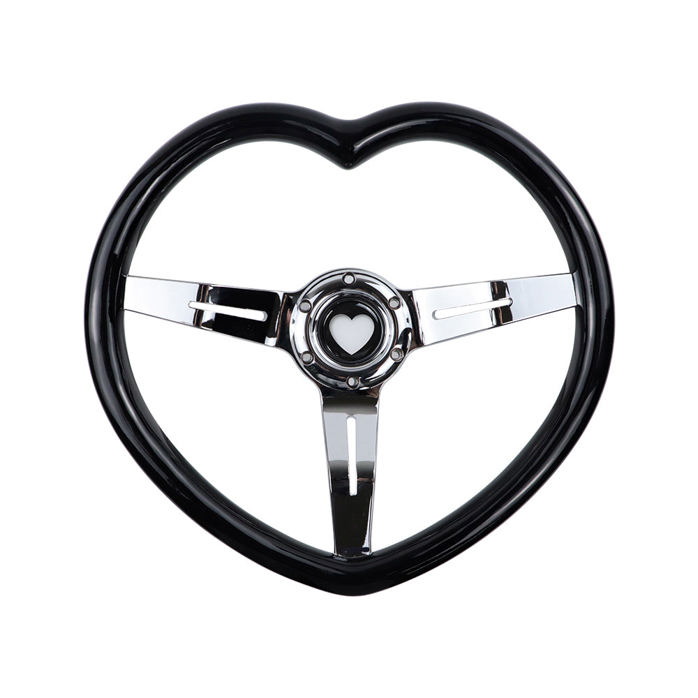 Brand New Universal Black Heart Shape Car Horn Button Black Steering Wheel Center Cap