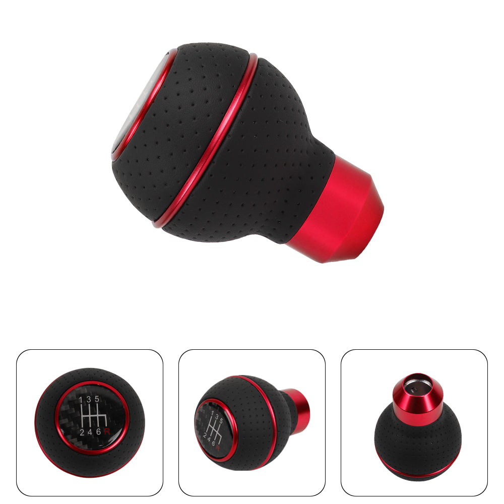 Brand New Universal Leather 6 Speed Red & Black Ball Manual Car Gear Shift Knob MT Manual Shifter M8 M10 M12