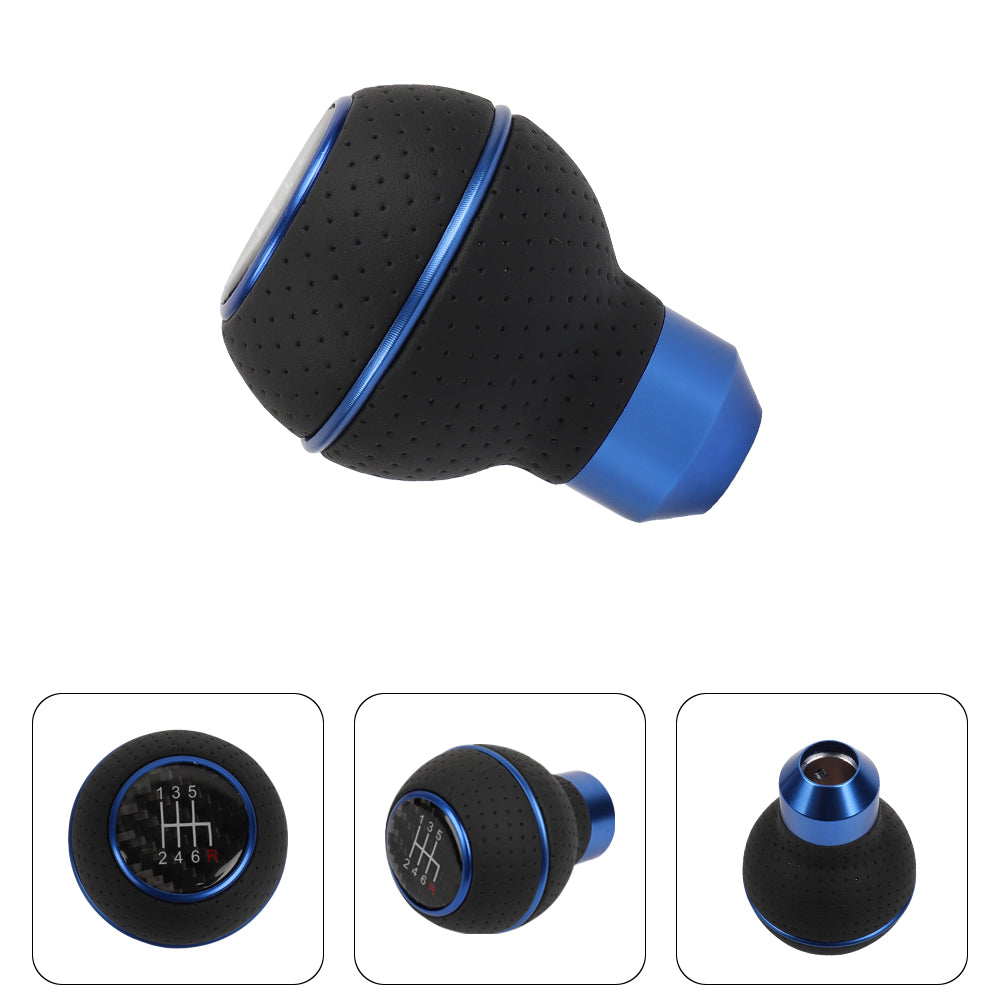 Brand New Universal Leather 6 Speed Blue & Black Ball Manual Car Gear Shift Knob MT Manual Shifter M8 M10 M12