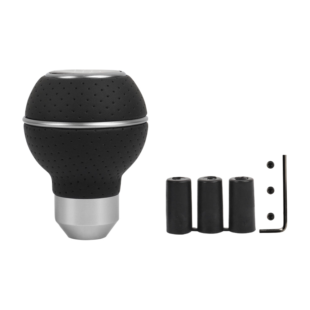 Brand New Universal Leather 6 SPEED Silver & Black Ball Manual Car Gear Shift Knob MT Manual Shifter M8 M10 M12