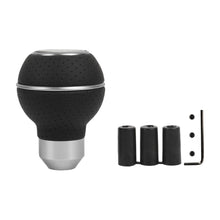 Load image into Gallery viewer, Brand New Universal Leather 6 SPEED Silver &amp; Black Ball Manual Car Gear Shift Knob MT Manual Shifter M8 M10 M12