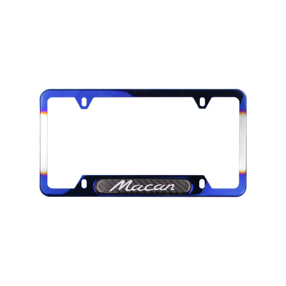 Brand New Universal 1PCS Porsche Macan Burnt Blue Metal License Plate Frame