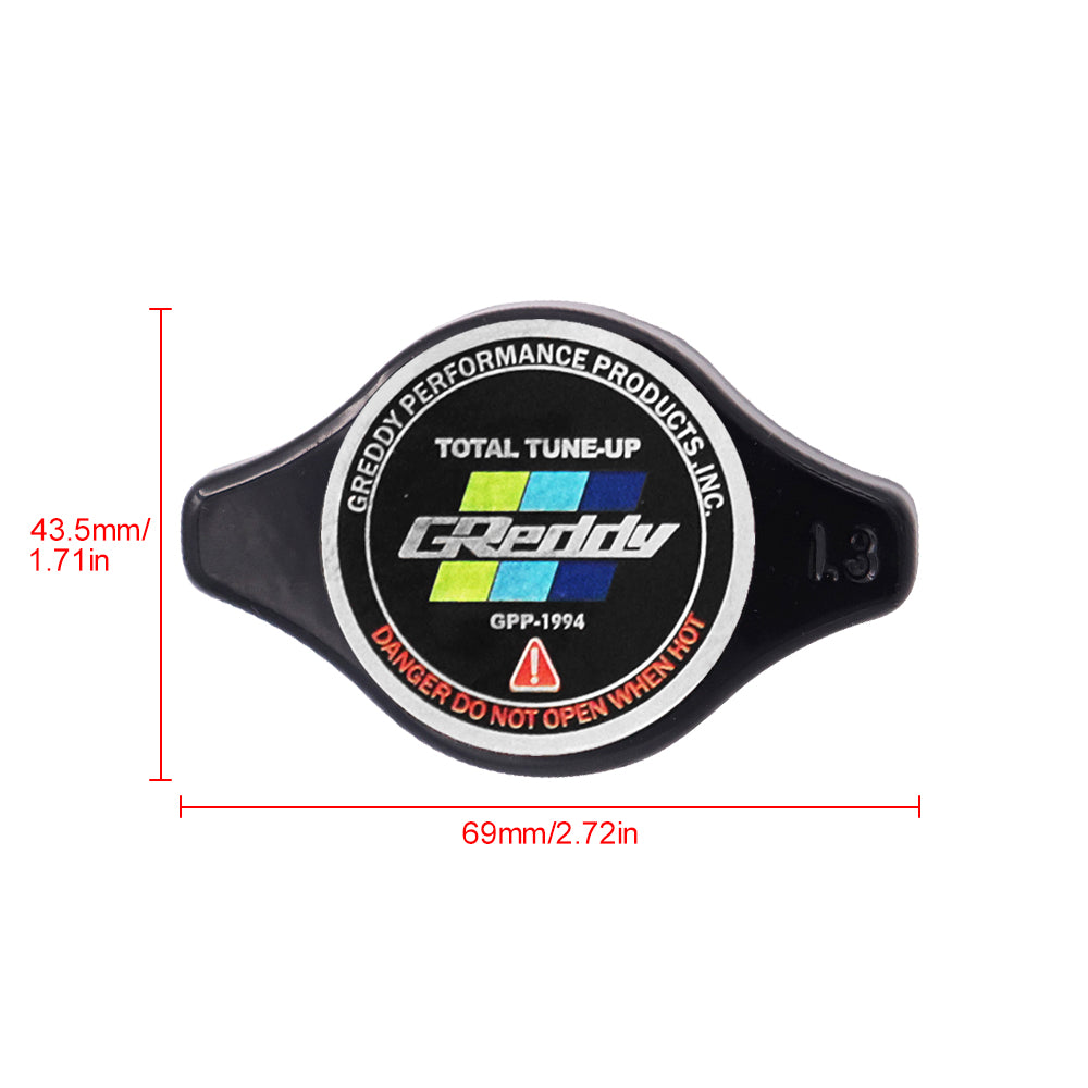 Brand New JDM 1.3bar 9mm Greddy Racing Black Racing Cap High Pressure Radiator Cap For Universal