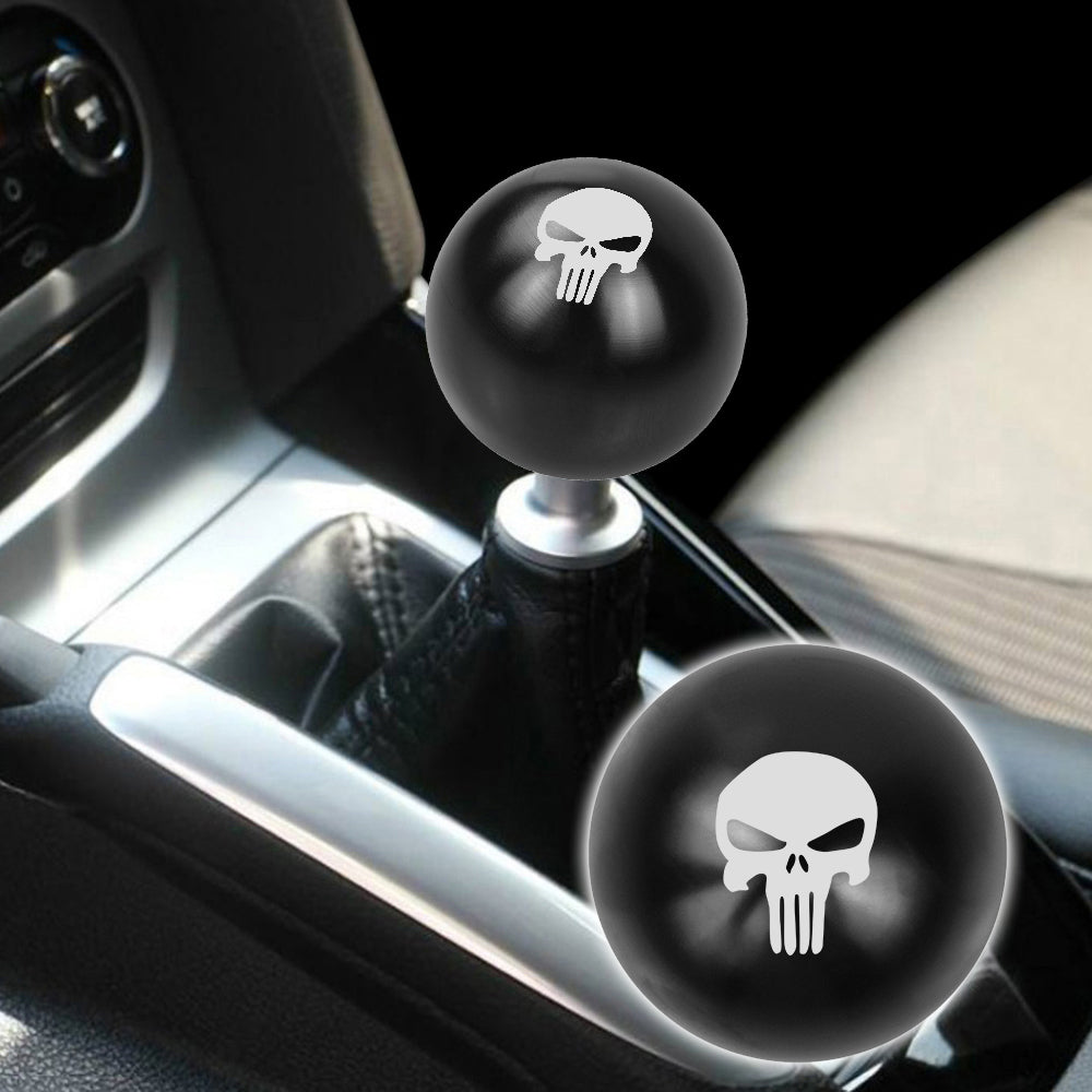 BRAND NEW UNIVERSAL JDM THE PUNISHER Aluminum Black Round Ball Manual Gear Stick Shift Knob M8 M10 M12