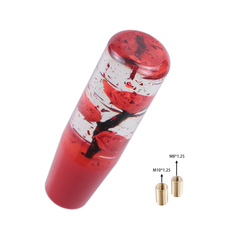 Brand New Universal 150mm Sakura Red Glitter Rose Flowers Manual Car Gear Stick Shift Knob M8 M10 M12