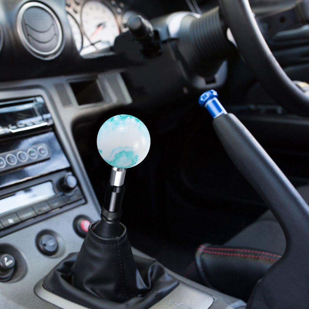 Brand New Universal Mix Pearl White/Teal Round Ball Shift Knob Automatic Car Gear Shifter