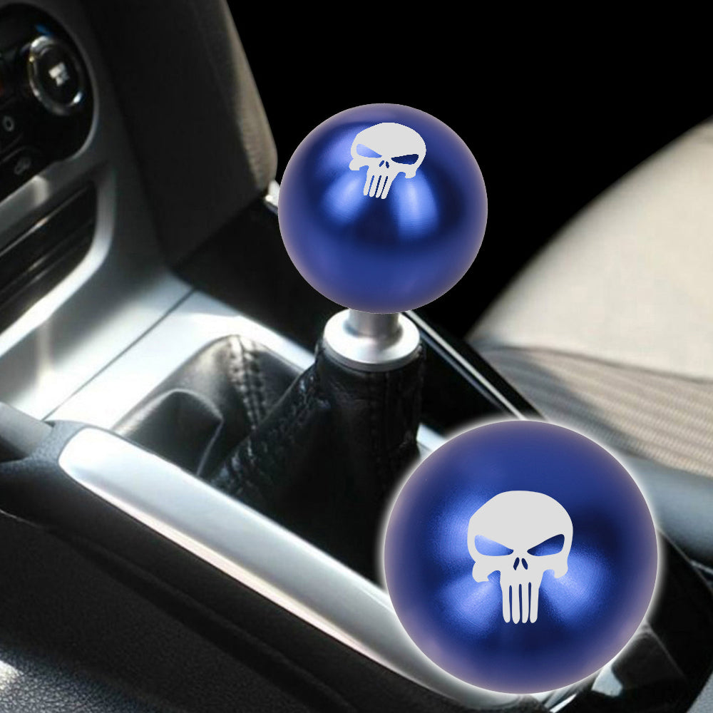 BRAND NEW UNIVERSAL JDM THE PUNISHER Aluminum Blue Round Ball Manual Gear Stick Shift Knob M8 M10 M12