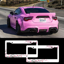 Load image into Gallery viewer, Brand New Universal 2PCS Sakura JDM Flower ABS Plastic White License Plate Frame