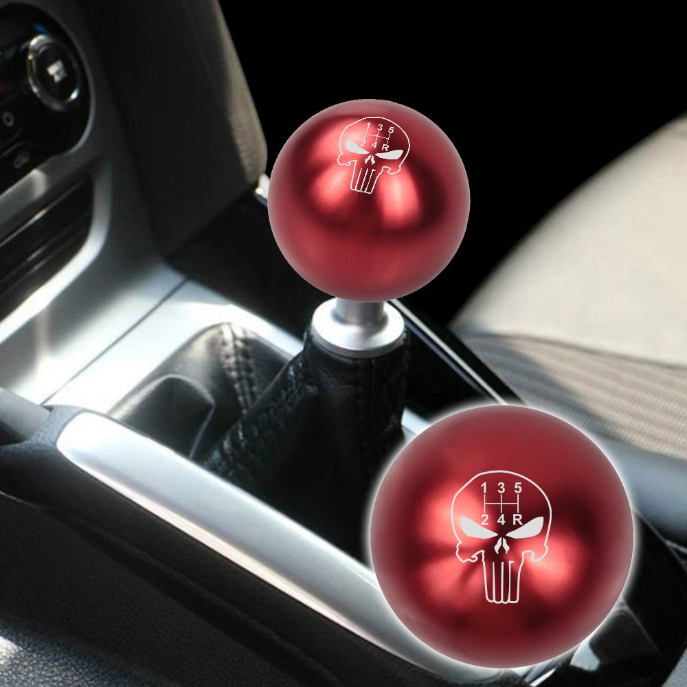 BRAND NEW UNIVERSAL JDM THE PUNISHER 5 SPEED Aluminum Red Round Ball Manual Gear Stick Shift Knob M8 M10 M12