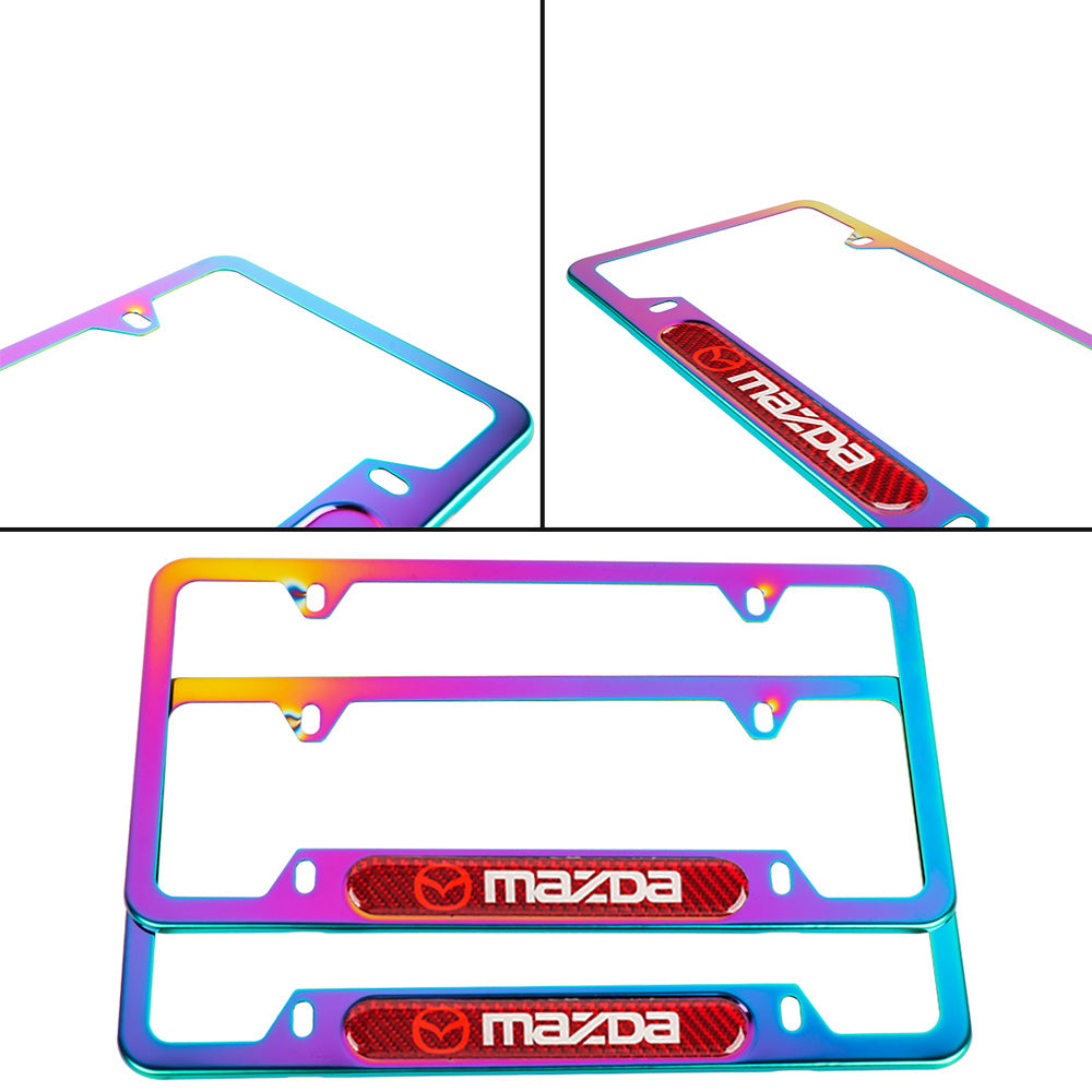 Brand New Universal 2PCS Mazda Neo Chrome Metal License Plate Frame