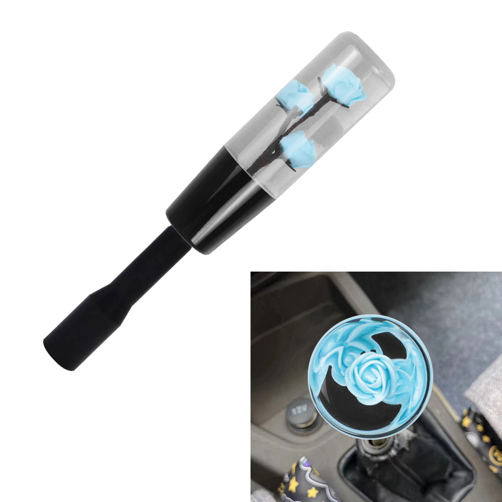 Brand New JDM 15CM Teal Real Flowers Manuel Gear Stick Shift Knob M8 M10 M12 & Black Shifter Extender Extension