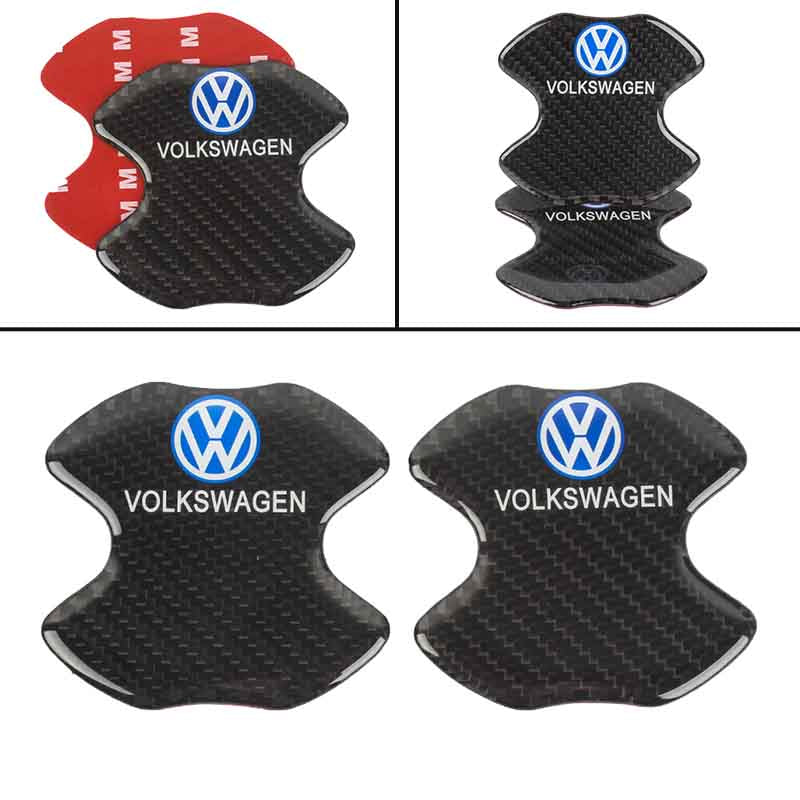 BRAND NEW UNIVERSAL 2PCS VOLKSWAGEN REAL CARBON FIBER ANTI-SCRATCH DOOR HANDLE PROTECTOR