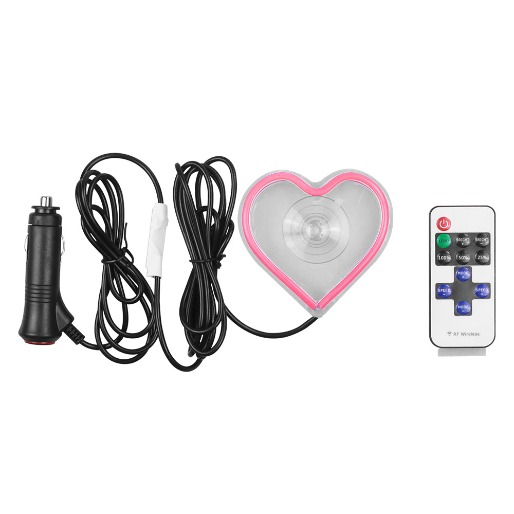 BRAND NEW UNIVERSAL LOVE HEART PINK LED Neon Flash Light Car Window Glow Electric Remote Control Lamp