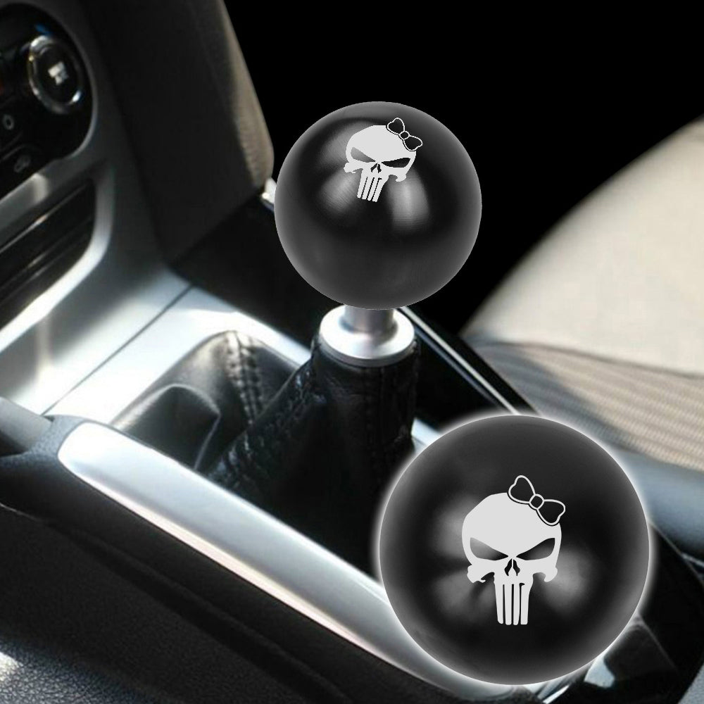 BRAND NEW UNIVERSAL JDM THE PUNISHER CHIC GIRL Aluminum Black Round Ball Manual Gear Stick Shift Knob M8 M10 M12