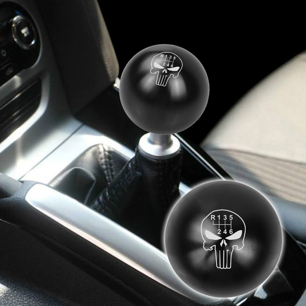 BRAND NEW UNIVERSAL JDM THE PUNISHER 6 SPEED Aluminum Black Round Ball Manual Gear Stick Shift Knob M8 M10 M12