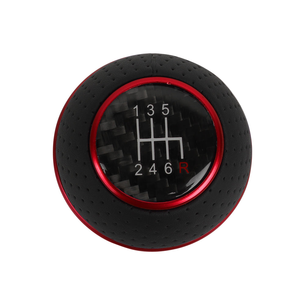 Brand New Universal Leather 6 Speed Red & Black Ball Manual Car Gear Shift Knob MT Manual Shifter M8 M10 M12