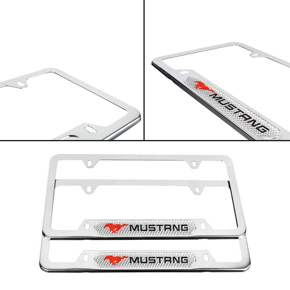 Brand New Universal 2PCS Ford Mustang Chrome Metal License Plate Frame