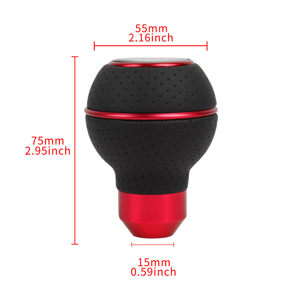 Brand New Universal Leather 6 Speed Red & Black Ball Manual Car Gear Shift Knob MT Manual Shifter M8 M10 M12