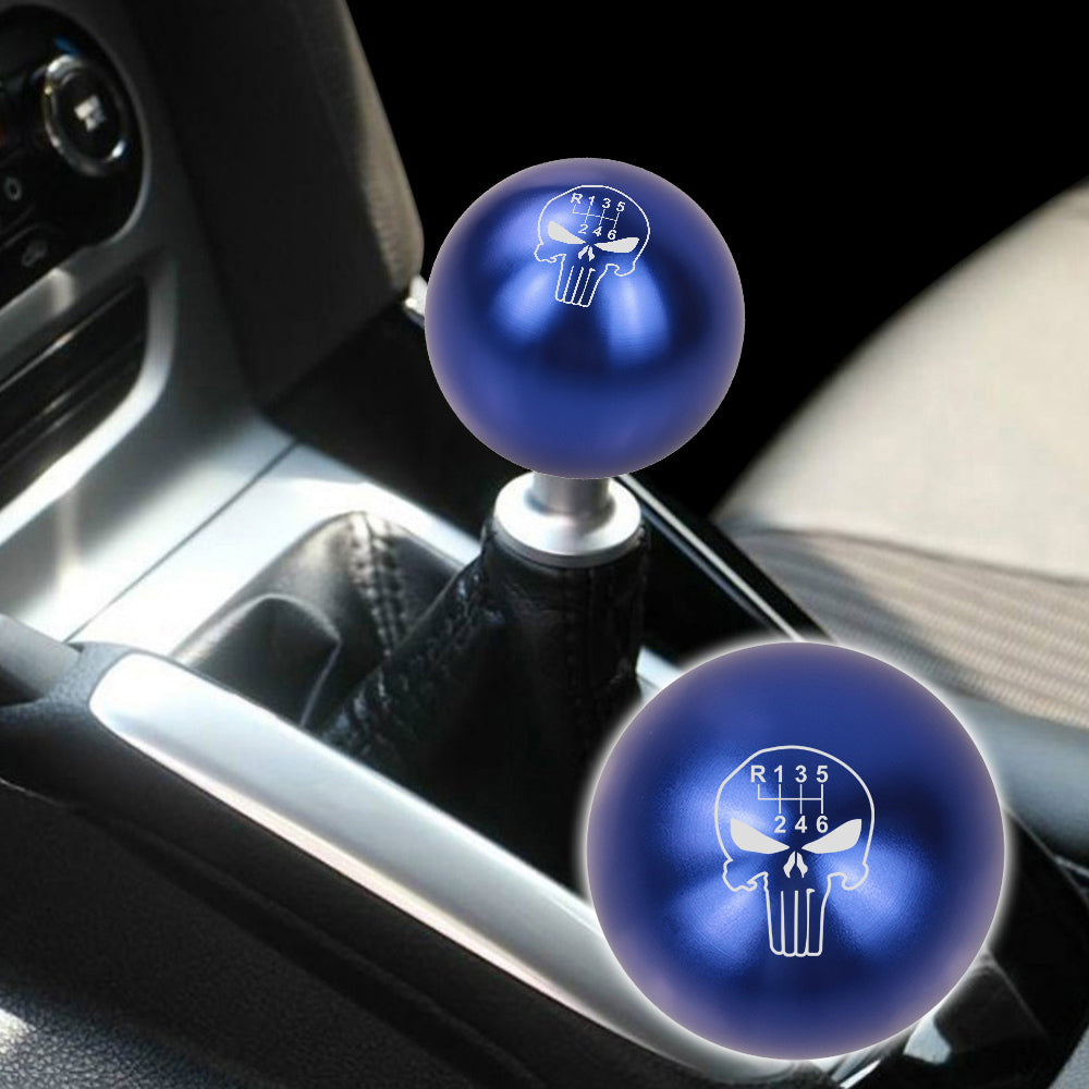 BRAND NEW UNIVERSAL JDM THE PUNISHER 6 SPEED Aluminum Blue Round Ball Manual Gear Stick Shift Knob M8 M10 M12