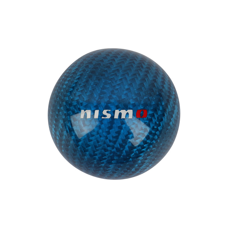 Brand New Universal Nismo Car Gear Shift Knob Round Ball Shape Blue Real Carbon Fiber M8 M10 M12