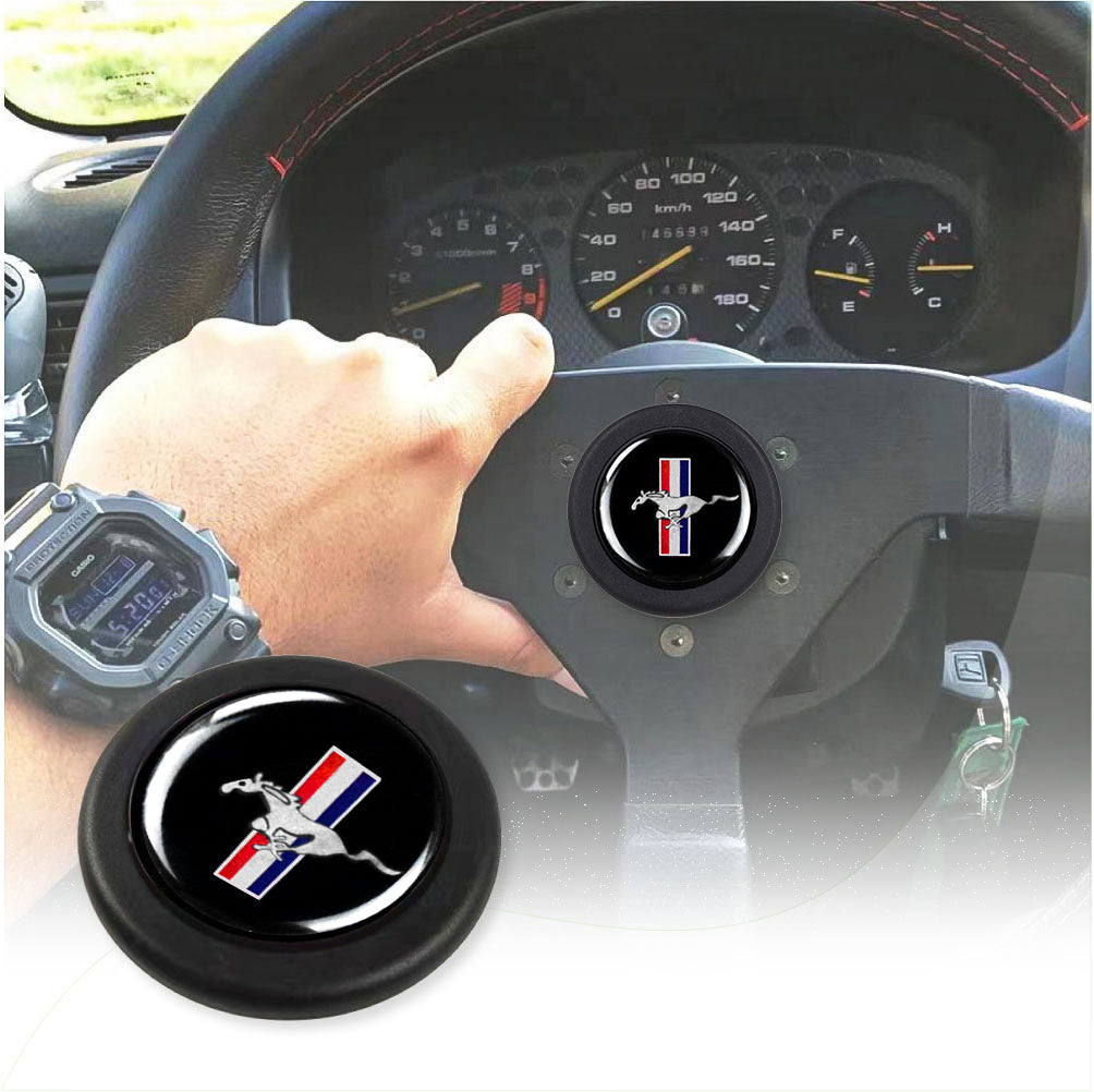 Brand New Universal Ford Mustang Car Horn Button Black Steering Wheel Horn Button Center Cap