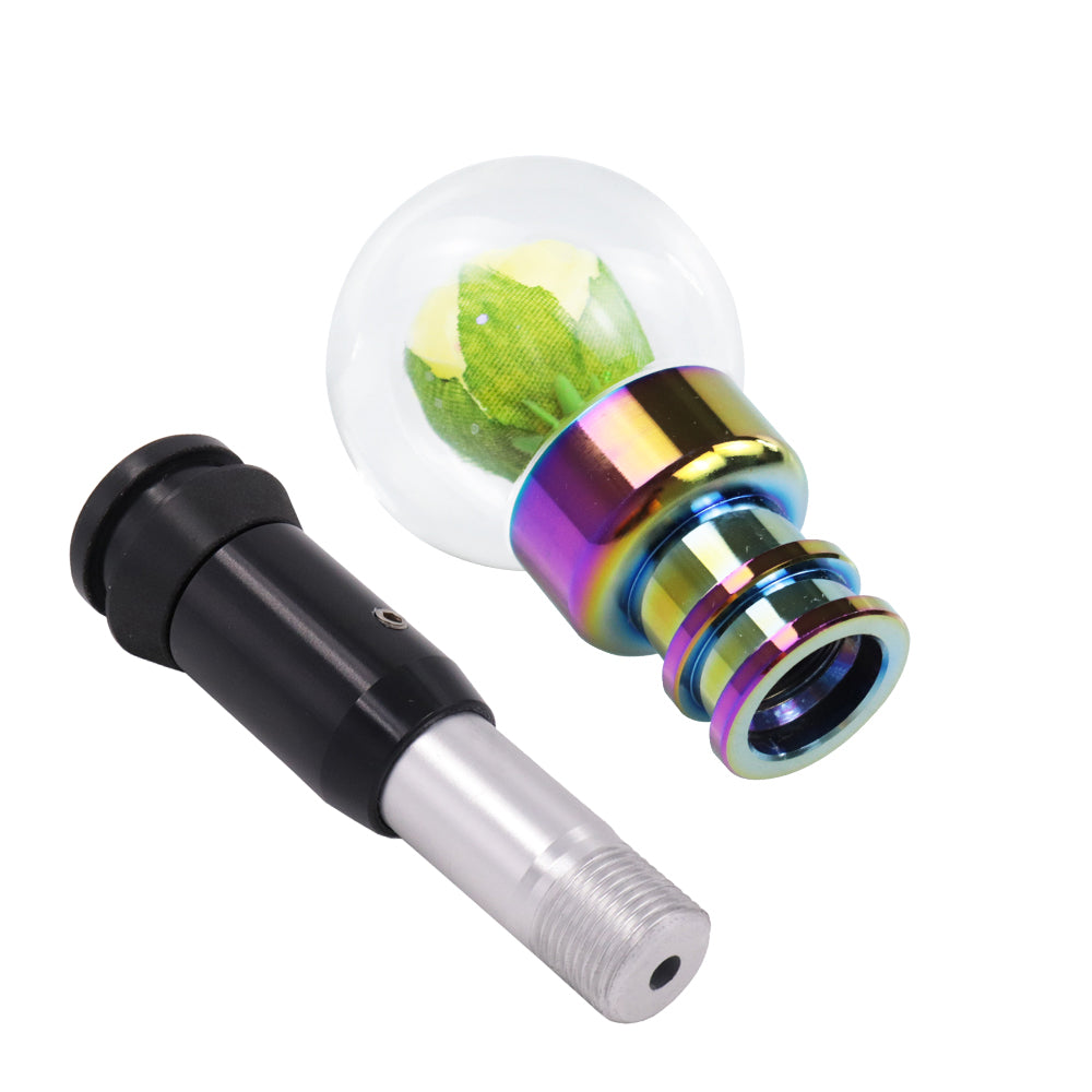 Brand New Universal Acrylic Clear Crystal Yellow Rose Flower Ball Automatic Car Gear Shift Knob Shifter